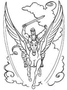 Hercules on Pegasus coloring page