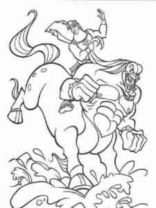 Hercules rides a centaur coloring page