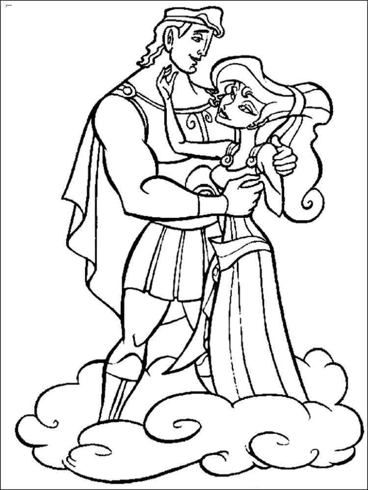 Hercules with Megara coloring page