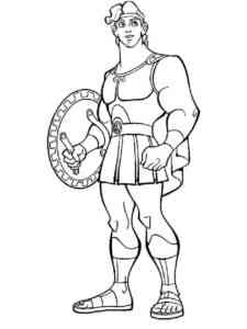Hercules with shield coloring page