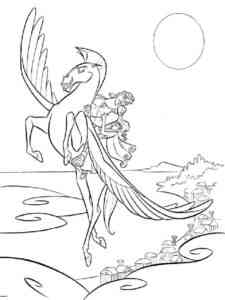 Hercules and Megara on Pegasus coloring page