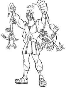 Hercules holds Pain and Panic coloring page