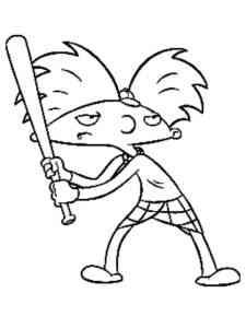 Arnold with a baseball bat coloring page