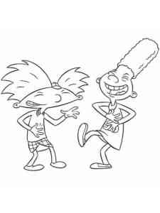 Arnold and Gerald laughing coloring page