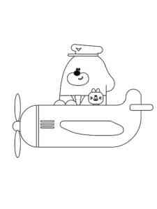 Duggee flying in an airplane coloring page