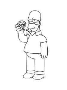 Homer Simpson eating cookies coloring page
