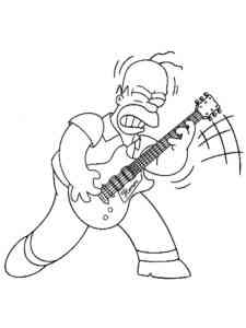 Homer Simpson plays guitar coloring page