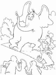 Horton with monkeys coloring page