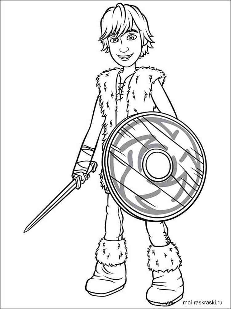 Hiccup with sword and shield coloring page