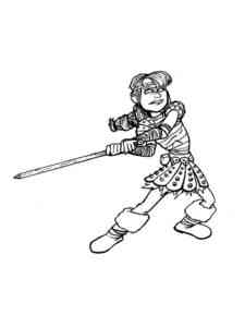 Astrid with a sword coloring page