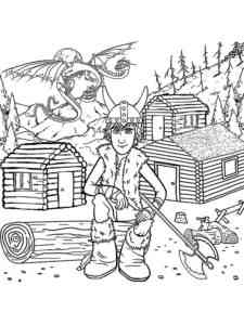 Hiccup in the Viking village coloring page