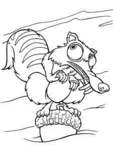 Scrat on an acorn coloring page