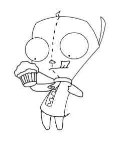 Zim eats cake coloring page