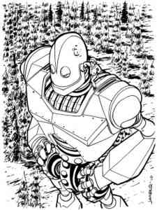 Hogarth on the Iron Giant’s shoulder coloring page