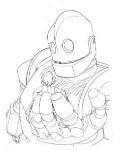 Iron Giant holding Hogarth coloring page
