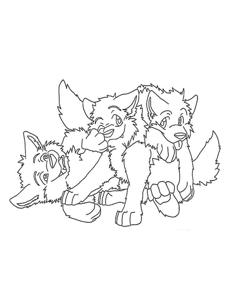Anime Wolf Cubs coloring page