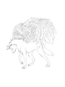 Anime wolf with wings coloring page