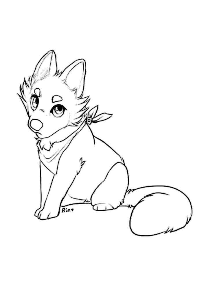 Cute Anime Wolf coloring page