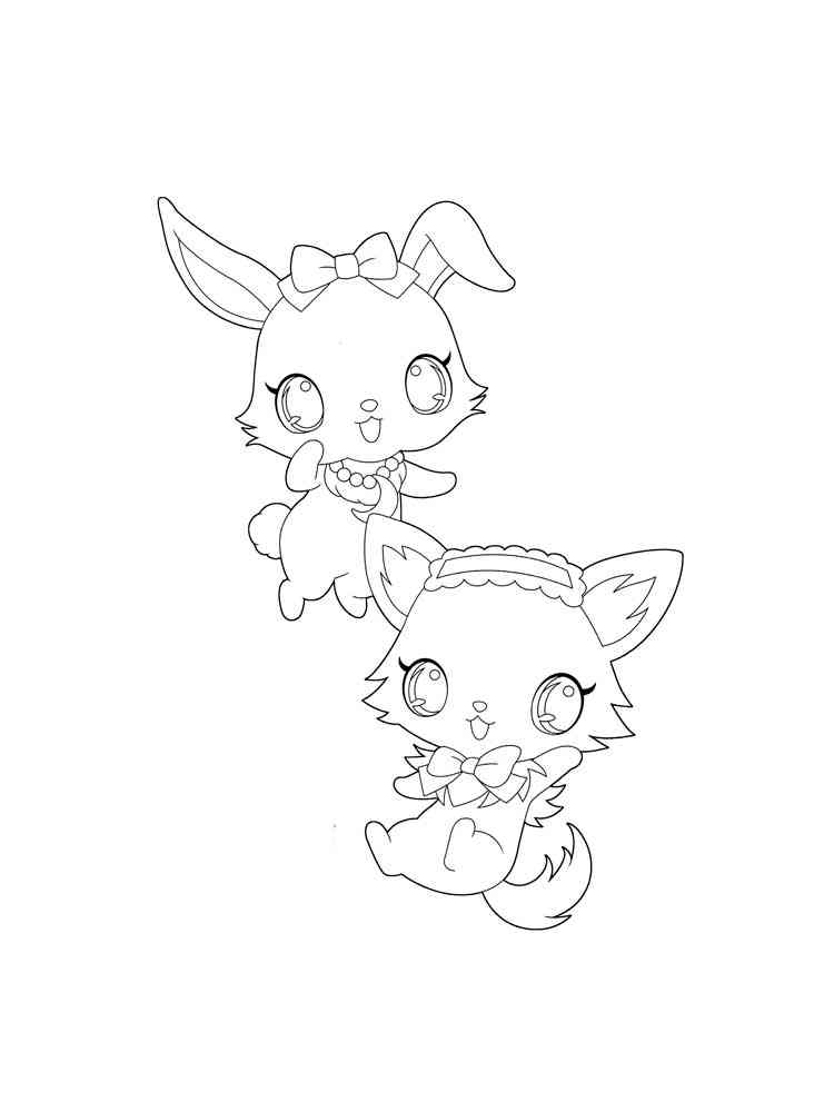 Anime Kitten and Bunny coloring page