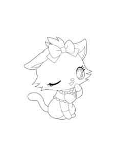 Lovely Anime Cat coloring page