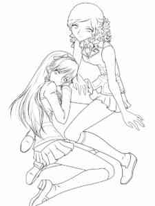 Anime Girl Friends coloring page