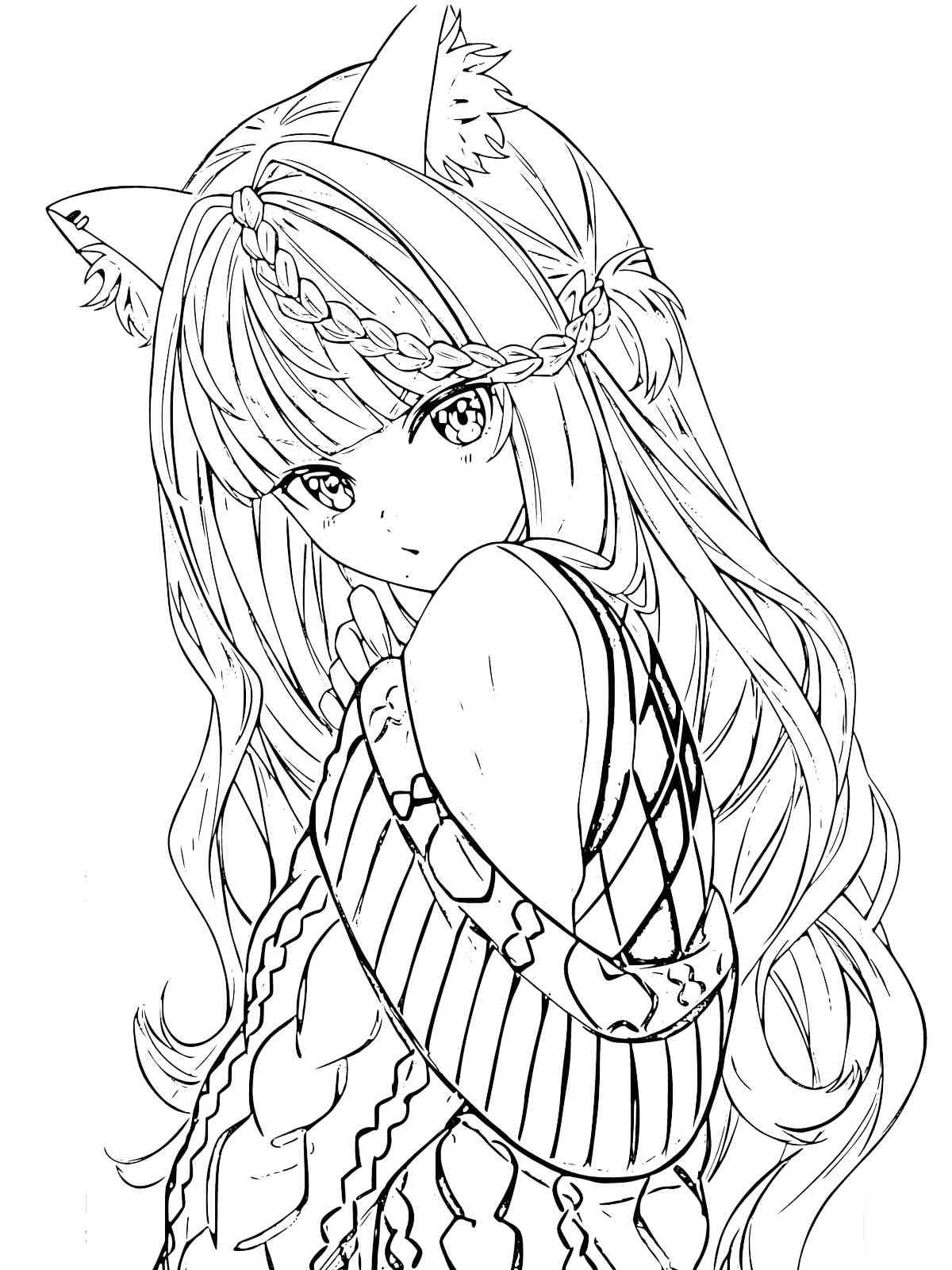 Shy Anime Girl coloring page