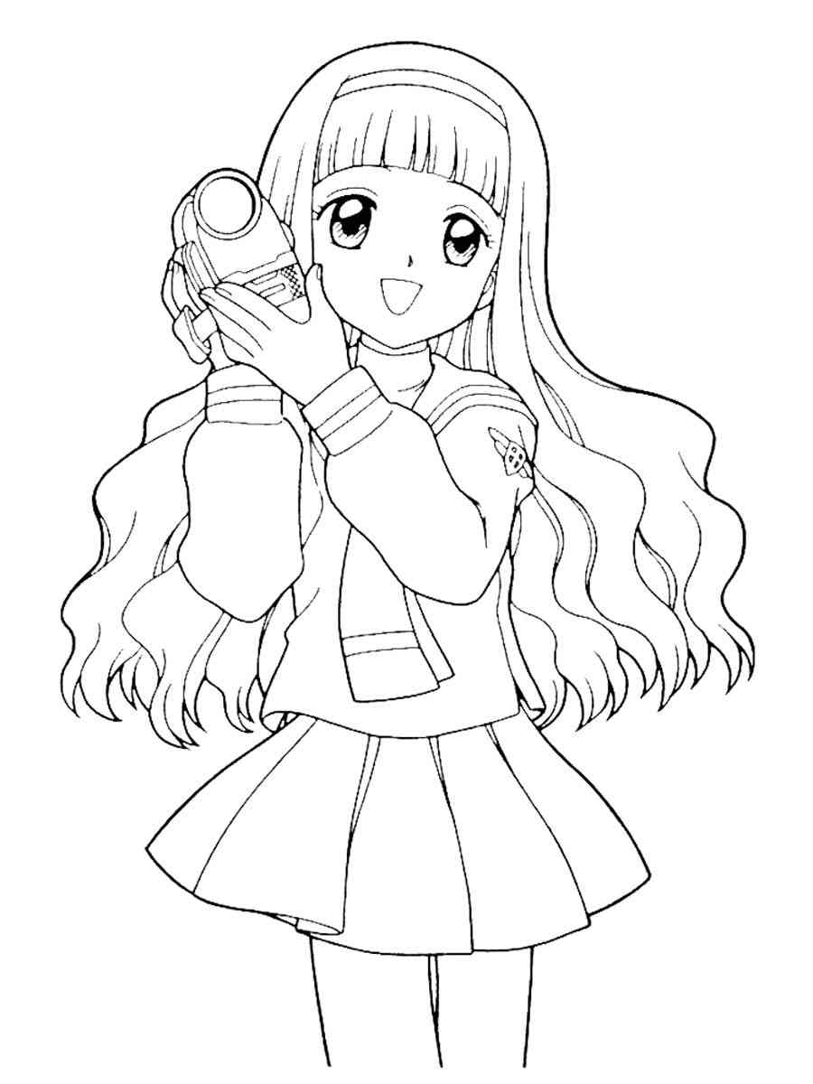 Anime Girl with Camcorder coloring page