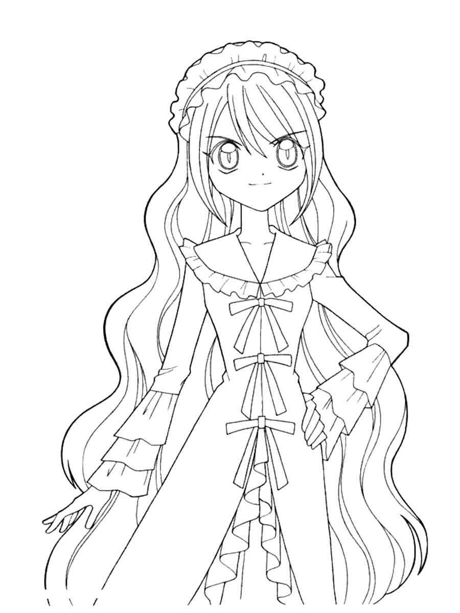Frowning Anime Girl coloring page