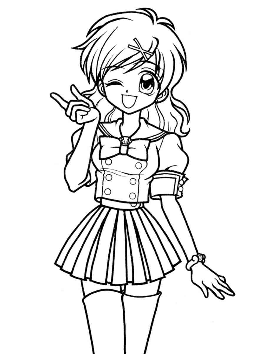 Funny Anime Girl coloring page