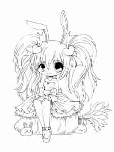 Pretty Anime Girl coloring page