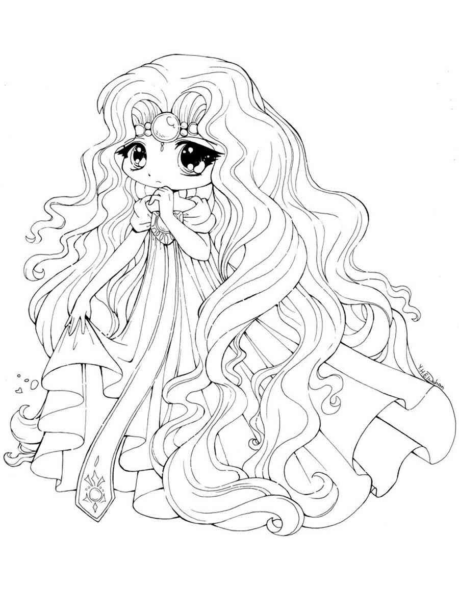 Sad Anime Princess coloring page