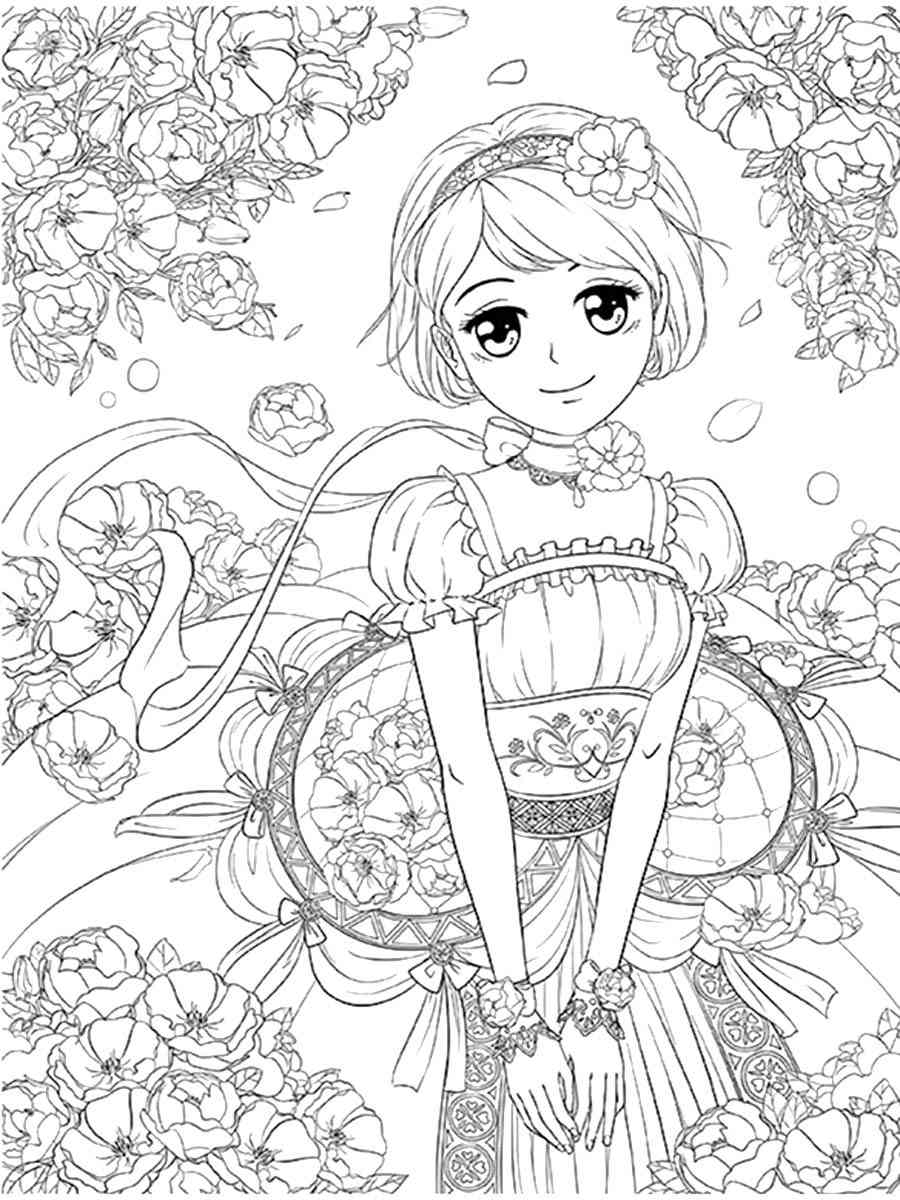 Adorable Anime Princess coloring page