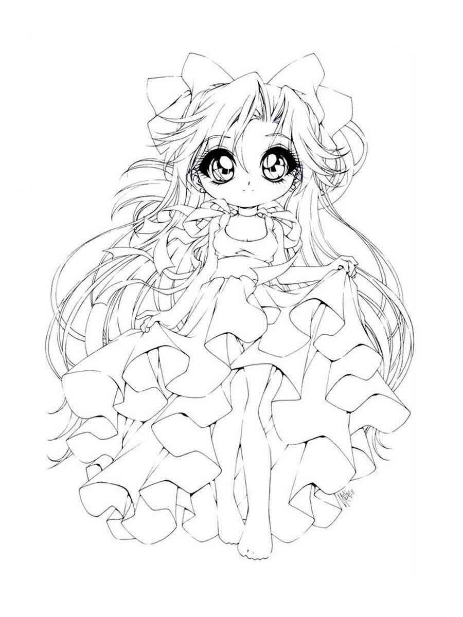Cute Anime Princess coloring page