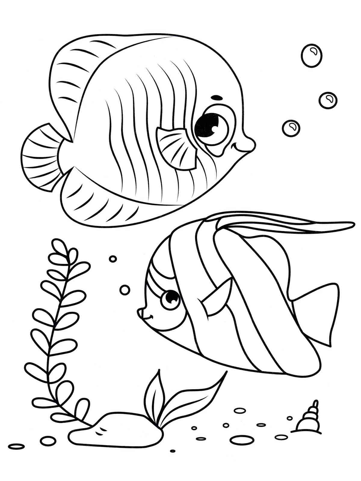 Cartoon Aquarium Fish coloring page