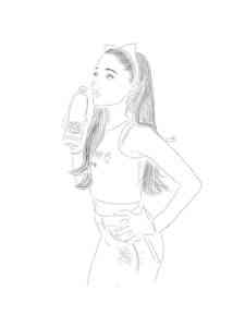 Ariana Grande with a bottle of water coloring page