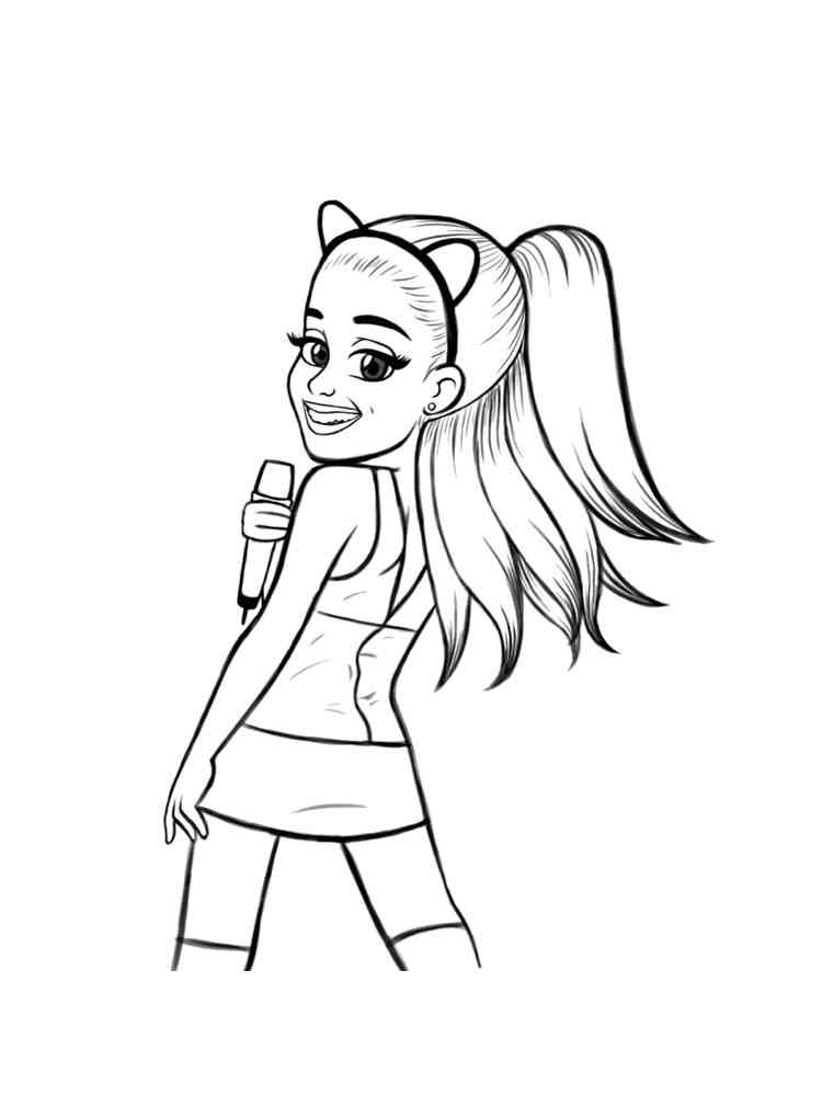 Cartoon Ariana Grande coloring page