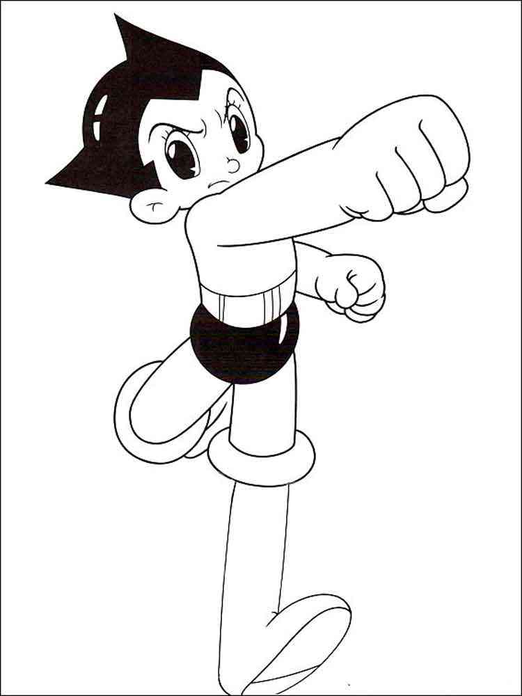Astro Boy swinging his fists coloring page