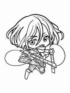 Chibi Mikasa Ackerman coloring page