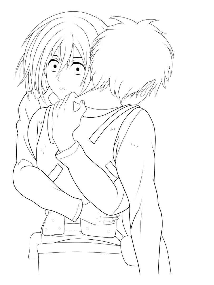 Eren and Mikasa coloring page
