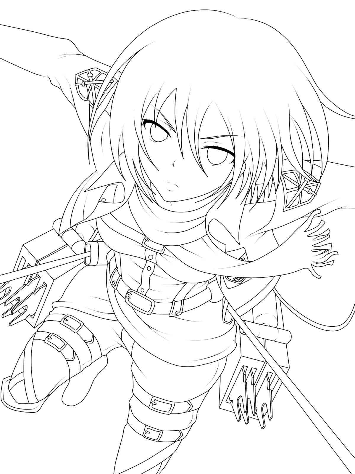 Mikasa Ackerman from Attack On Titan coloring page