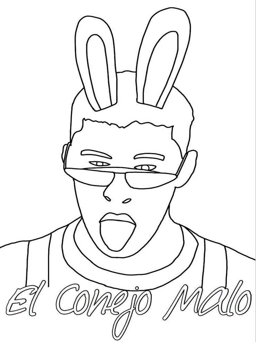 Bad Bunny with ears coloring page