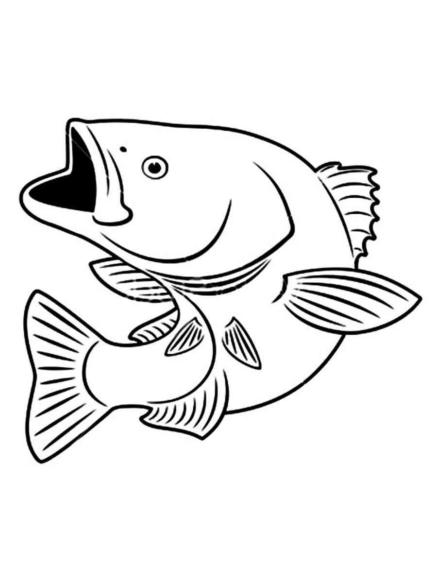 Easy Bass Fish coloring page