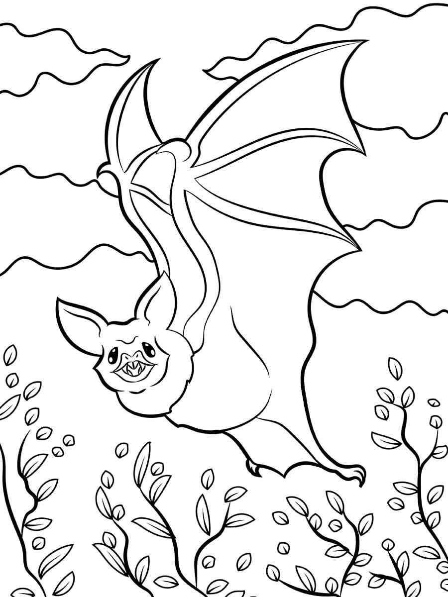 Flying Vampire Bat coloring page