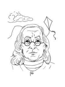 Benjamin Franklin with glasses coloring page