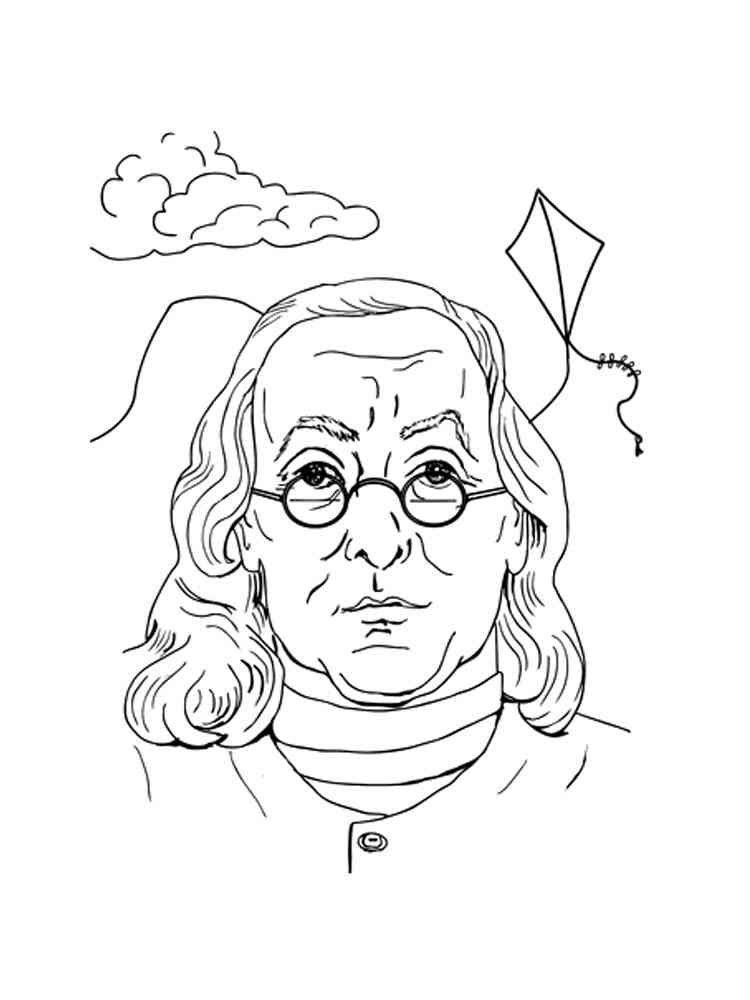 Benjamin Franklin with glasses coloring page
