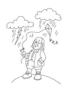 Benjamin Franklin with Kite coloring page