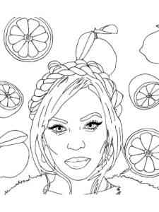 Beyonce with fruit coloring page