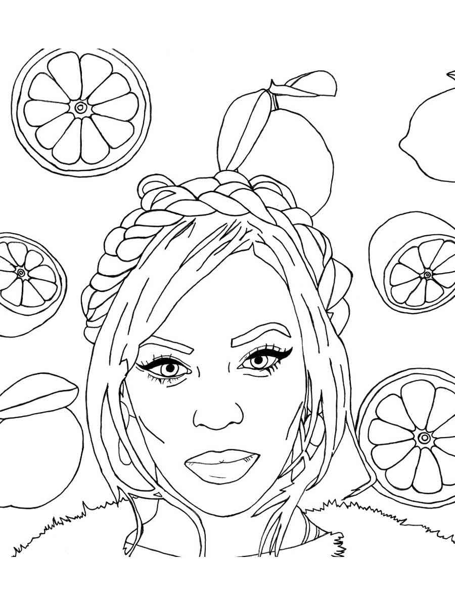 Beyonce with fruit coloring page