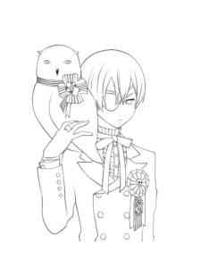 Ciel Phantomhive with Owl coloring page