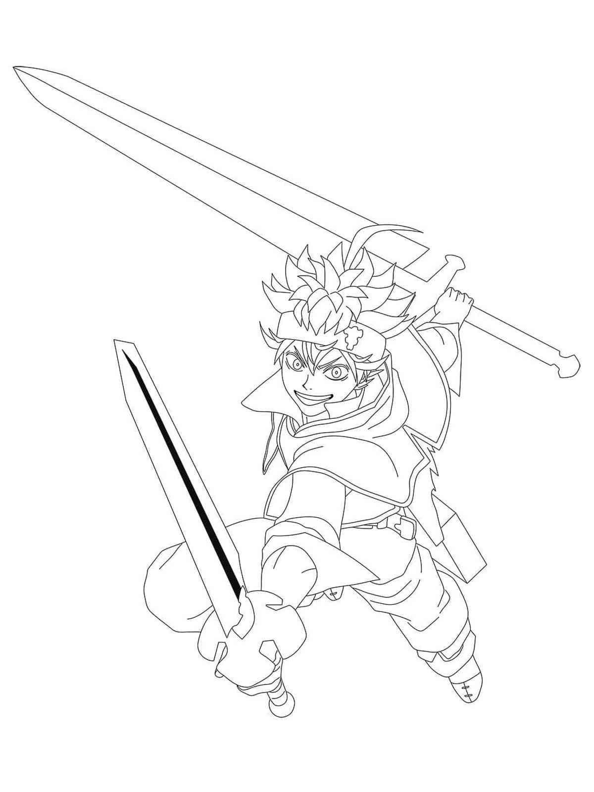 Asta with two swords coloring page
